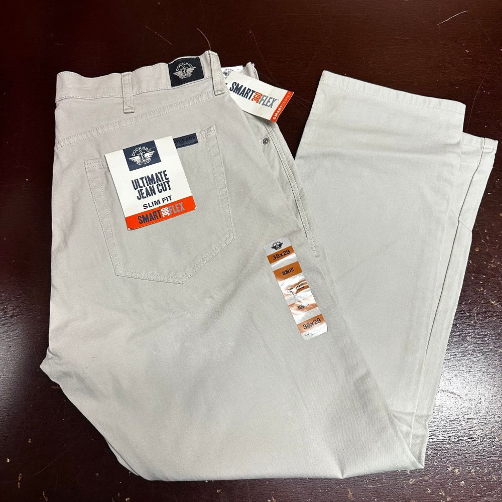 Dockers Mens Khaki Smart 360 Flex Ultimate Jean Cut Slim Fit Chino Pants 38x29